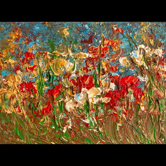 Other - “FLORAL SWIRL” ORIGINAL ACRYLIC FLORAL IMPASTO STYLE PAINTING BY ME